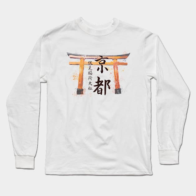 Kyoto Fushimi Inari Shrine Long Sleeve T-Shirt by The Japanese Brush